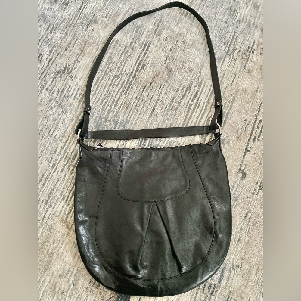 Furla Large Black Genuine Leather Tote Bag W/Shoulder and Crossbody Strap-EUC